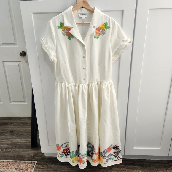 Unique Vintage Looney Tunes Character Border Print Swing Dress XL 14 T1 - Picture 7 of 15